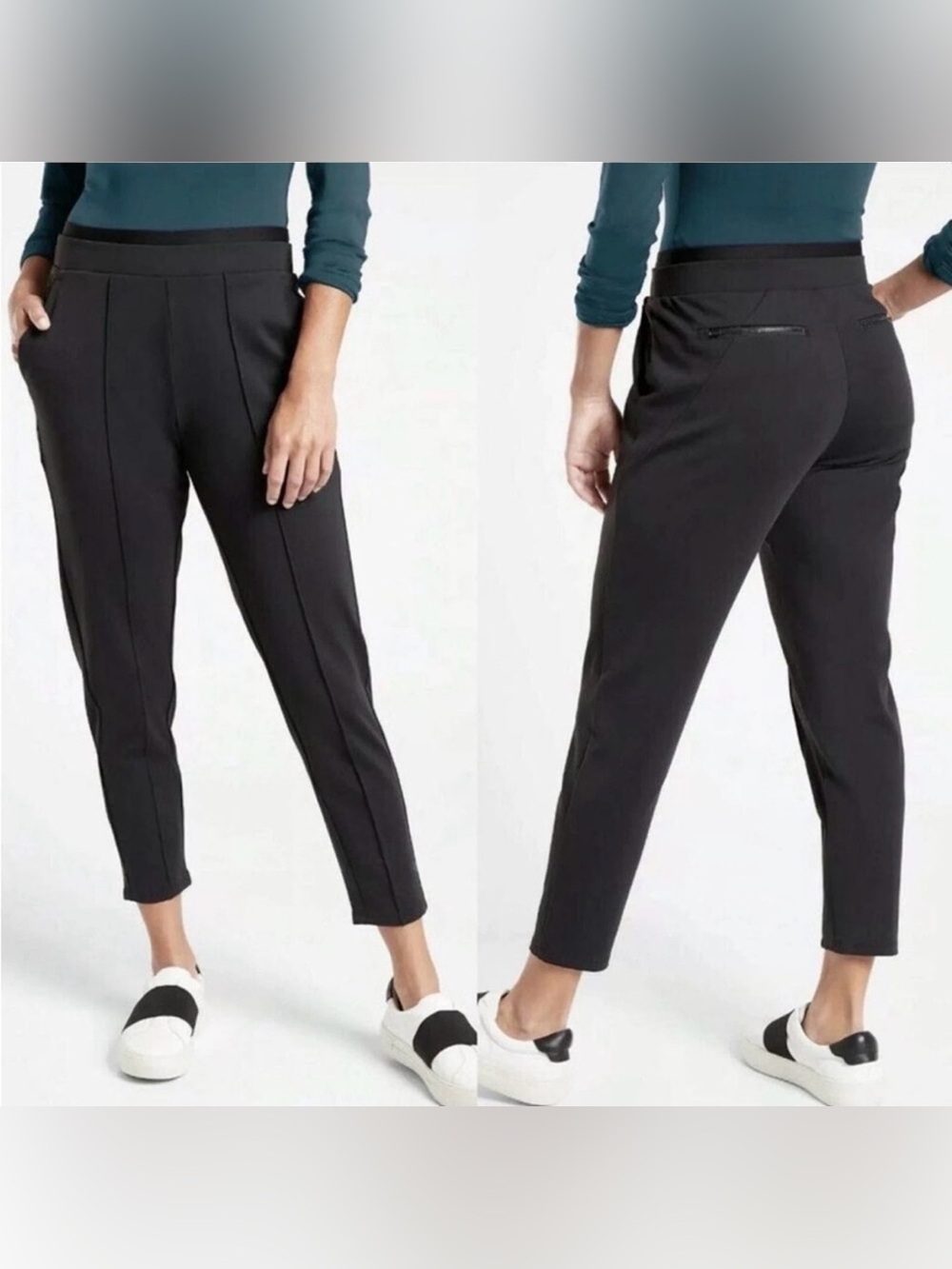 Athleta Black Cropped Pull-On Ankle Pants